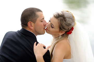 Happy bride and groom on their wedding