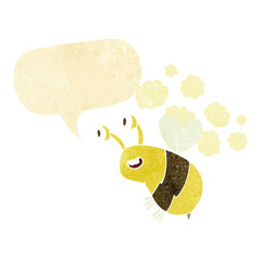 cartoon happy bee with speech bubble