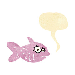 cartoon happy fish with speech bubble