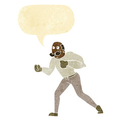 cartoon retro boxer man with speech bubble