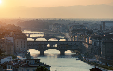 Fototapeta na wymiar Ponte Vecchio in sunset Florence, Italy