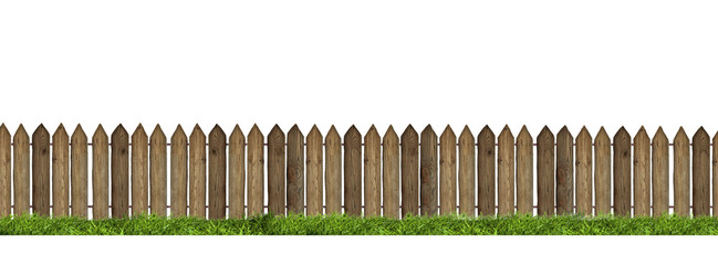 Wooden fence isolated on white background.