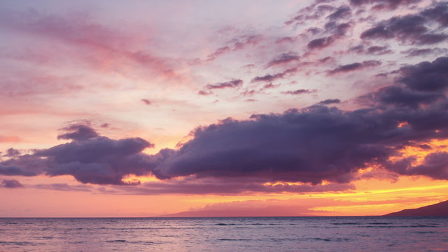 Sunset Time Lapse. Beautiful Colorful Sunset Timelapse in Maui, Hawaii.