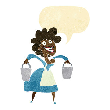 recommend clip art: cartoon milkmaid carrying buckets with speech bubble