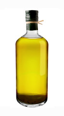 Olive oil bottle on white