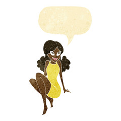 cartoon attractive woman posing with speech bubble