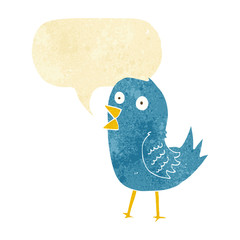 cartoon bluebird with speech bubble