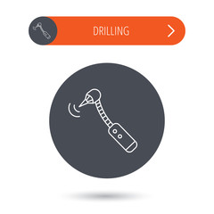 Drilling tool icon. Dental oral bur sign.