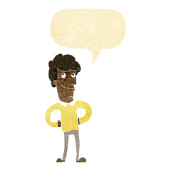 cartoon happy man with speech bubble