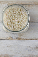 Rice in a glass jar