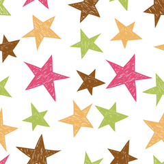 Hand drawn pattern from colorful stars