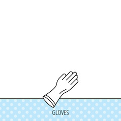 Rubber gloves icon. Latex hand protection sign.