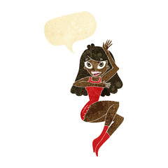 cartoon woman in lingerie with speech bubble