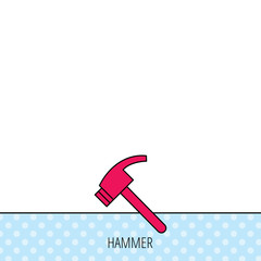 Hammer icon. Repair or fix tool sign.