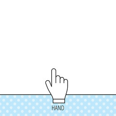 Click hand icon. Press or push pointer sign.