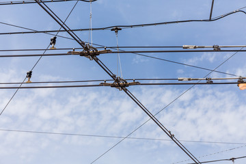 trolley trolleybus electricity cable lines