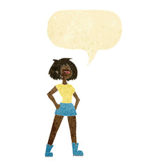 cartoon capable woman with speech bubble