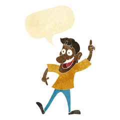 cartoon man with great idea with speech bubble