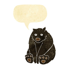 cartoon unhappy black bear with speech bubble