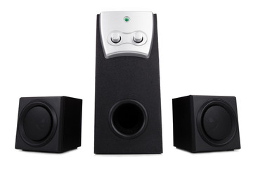 Fototapeta premium Computer speakers over white background