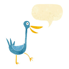 funny cartoon duck with speech bubble