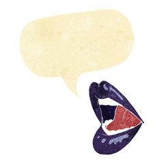 cartoon open mouth with speech bubble