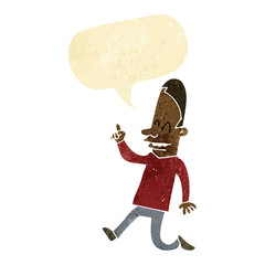 cartoon happy man pointing with speech bubble