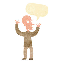 cartoon mean man with speech bubble