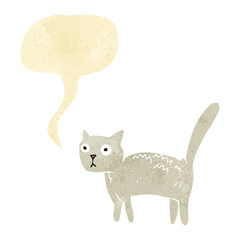 cartoon frightened cat with speech bubble