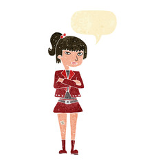 cartoon cool girl with speech bubble