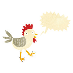 funny cartoon chicken with speech bubble