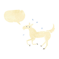 cartoon horse sweating with speech bubble