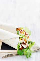 Chicken tortilla with salad