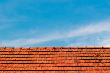 Empty background with roof and sky