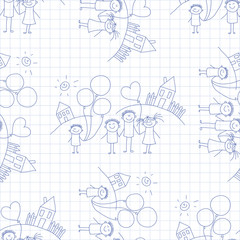 Obraz premium Vector seamless pattern. Kids, school and education