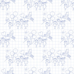 Obraz premium Vector seamless pattern. Kids, school and education