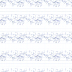 Obraz premium Vector seamless pattern. Kids, school and education