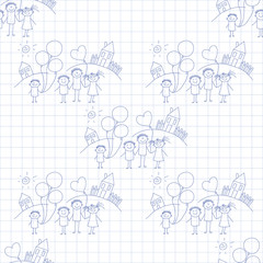 Vector seamless pattern. Kids, school and education