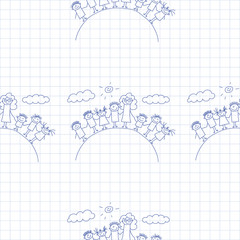 Vector seamless pattern. Kids, school and education