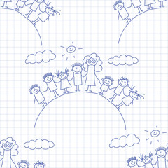 Vector seamless pattern. Kids, school and education