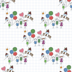 Vector seamless pattern. Kids, school and education