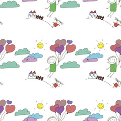 Vector seamless pattern. Kids, school and education