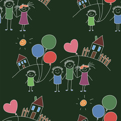 Vector seamless pattern. Kids, school and education