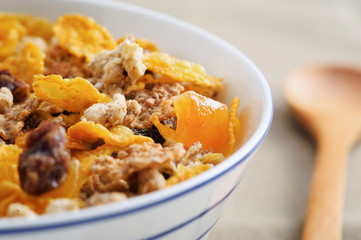 Close up bowl of muesli