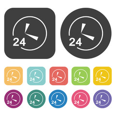 open 24 hours clock icons set. Vector Illustration eps10