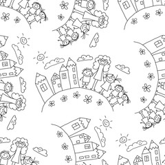 Vector seamless pattern. Kids, school and education