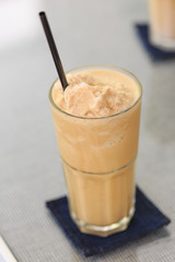 Iced coffee smoothie on table