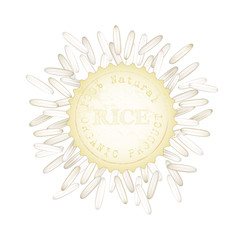 Packaging label. Vector illustration of white rice. Asian tradit