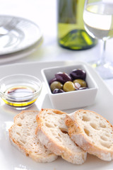 Olive and bread appetiser