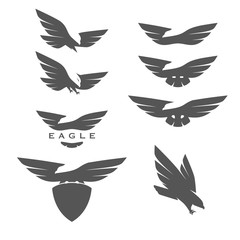 Obraz premium Set of negative space emblems with eagles